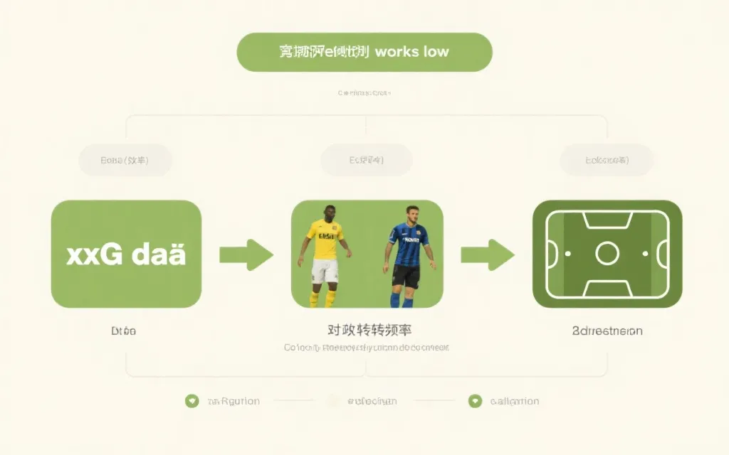 赛前预测流程图：xG差、球员效率、转换频率到决策输出
